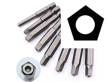 Daman 10pcs 5Sided Screwdriver Bit Set Magnetic Drill Bits 14 Inch Hex Shank Bits Security Tamper Proof Screwdriver Pentagonal Screwdriver Bit