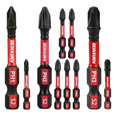 GEINXURN Geinxurn Antislip Hex Impact Tough Magnetic Screwdriver Bits Set 2 in PH1PH2PH3 Insert Driver Bits10Pack 14 Inch Hex Shank Phillips Cross Screwdriver Bits Set