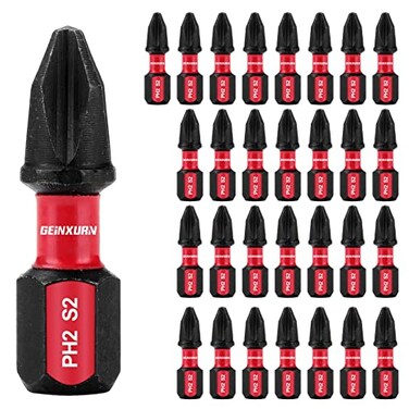 GEINXURN Geinxurn Impact Tough 2 Phillips 1 in Insert Driver Bits30Pack Bulk PH2 Screwdriver Bits Set