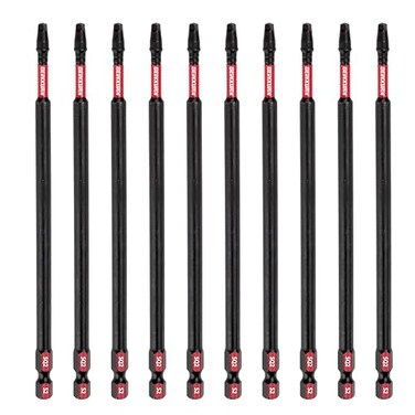 GEINXURN Impact Tough 2 Square 6 in Power Driver Bits10Pack SQ2 Screwdriver Bits Set 6Long Impact BitBulk