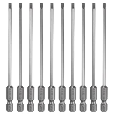 HARFINGTON 10pcs SL3 Slotted Screwdriver Bits 3mm Slotted Tip 14 Hex Shank 100mm 4 Long Magnetic Flat Head S2 Steel Screw Driver Drill Bits Industrial Power Screwdriver Bit