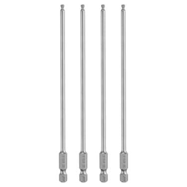 HARFINGTON 4pcs Ball End Hex Screwdriver Bit 3mm H30 Tip 14 Hex Shank 150mm 6 Long Magnetic Ball Head Bits Industrial Grade S2 Steel Metric Screw Driver Bit