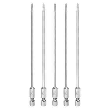 HARFINGTON 5pcs T8 Security Torx Bit 14 Hex Shank 6 Long S2 Steel Magnetic Tamper Resistant Star Bits Screwdriver Torx Head with Hole for Driver Drill Bits Remove Fastening Screws