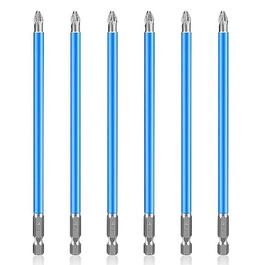 Atskonnen Impact Bit Set 6pcs Magnetic Ph2 Phillips Long Screwdriver Bits with 14 inch Hex Shank150mm 6 inch Long for Narrow Space