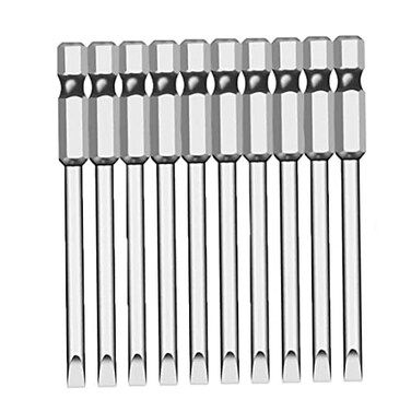 NACX SL25 Slotted Screwdriver Bits 14 Inch Hex Shank 2inch Length S2 Power Tool Magnetic Flat Head 10Pcs