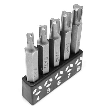 OHIY TriDrive Plum Screwdriver Insert Bit Set in 5 Different Sizes Durable CRV Steel 2 Long Shank with Standard 14 Hex Drive