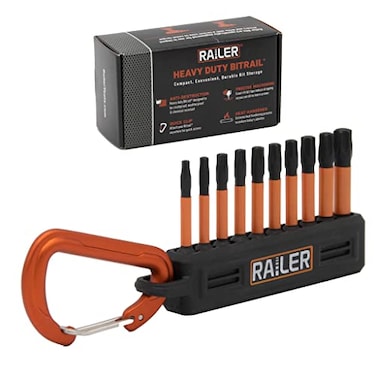 Railer Torx Bit Set Premium S2 Steel 2 Inch Impact Driver 10Piece 6 Star Bit Set With A Tool Storage Bit Holder Carabiner Black Bitrail Standard Bitrail