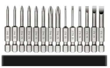 Saipe 14pcs Magnetic Screwdriver Bit Sets Slotted and Phillips Screw Driver Bit Flat Head Cross Head Bits 14 Inch Hex Shank S2 Steel Drill Bits for Impact Driver Power Tool 2 Inch 50mm Length