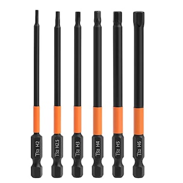 Saipe 6pcs Magnetic Allen Wrench Drill Bit Set with 14 Inch Hex Shank S2 Steel Hex Bits Set H2H25H3H4H5H6 Metric Impact Hex Head Screwdriver Bit Set 393 Inch 100mm Length