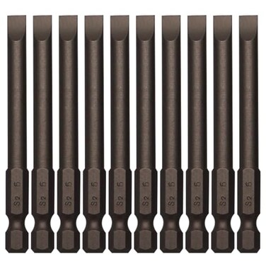 Sipery 10Pcs Flat Head Screwdriver Bits 6mm 024inch Magnetic Slotted Tip Screwdriver Bits 14inch Hex Shank 3inch Long