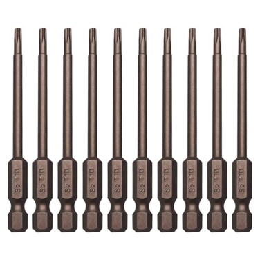 Sipery 10Pcs Magnetic Torx Head Screw Driver Bits 75mm3inch Long 14inch Hex Shank Security Tamper Proof Magnetic Torx Bit T10