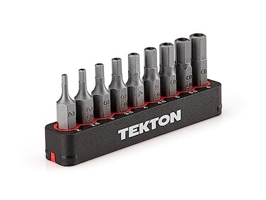 TEKTON 14 Inch Tamper Hex Bit Set with Rail 9Piece 26 mm DZX93004