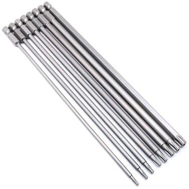 Teocpai 8Pcs Torx Security Screwdriver Bits Set 200mm Magnetic Torx Screwdriver Drill Bit S2 Steel Tamper Proof Star 6 Point Screwdriver Bit 14 Hex Shank T8T40