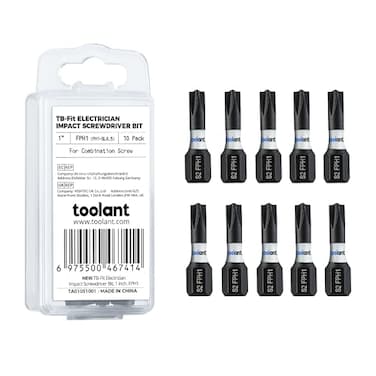 toolant TBFit Electrician Impact Screwdriver Bit Set 10pcs FPH1 PH1SL45 1 Inch Long 14 HexShank S2 Steel Hex Bits Set CNC Machined Tips with Magnetism1 inch
