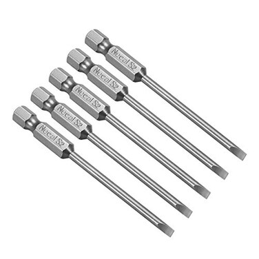 uxcell 5 Pcs 3mm Slotted Tip Magnetic Flat Head Screwdriver Bits 14 Inch Hex Shank 3inch Length S2 Power Tool