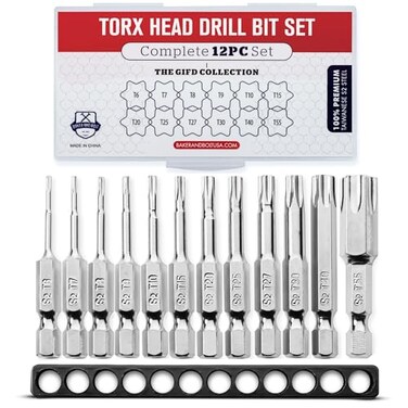 Baker and Bolt Torx Head Drill Bit Set Premium12pc Set wStorage Case T6 T55 14in Hex Shank Magnetic Star Security Kit Long 2inch Torx Key Bits S2 Steel for drills and Impact Drivers