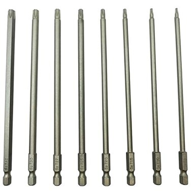 YDLQWCZ Long Torx Security Screwdriver Bit Sets 6 Inch Length T8 T10 T15 T20 T25 T27 T30 T40 S2 Steel Torx Security Head Drill Screw Driver Drill Set 8Pcs 150mm