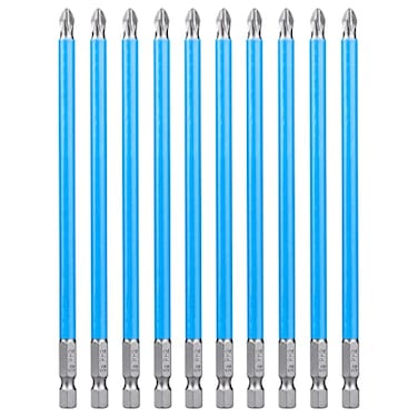 YAKAMOZ Yakamoz 10Pcs PH2 Phillips Screwdriver Bit Set 14 Hex Shank 2 long phillips bit 6 Inch150mm Length S2 Steel AntiSlip Magnetic Bits for Impact Drill Power Screwdriver Tool kit