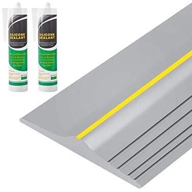 Papillon 20Ft Universal Garage Door Bottom Threshold Seal Strip with 20oz Glue Gel Weatherproof Rubber DIY Weather Stripping Replacement Grey