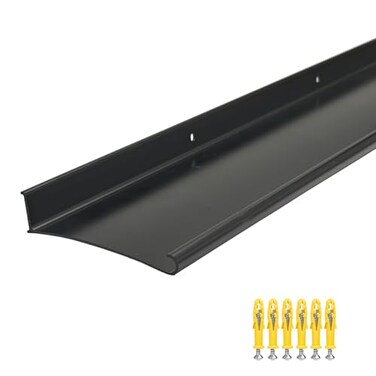DAILISEN Aluminum Overhead Door Rain Drip Cap Guard for Exterior Door and Window Top433 Drip Edge FlashingDeflectordDiverter Anodized 1PCS Black