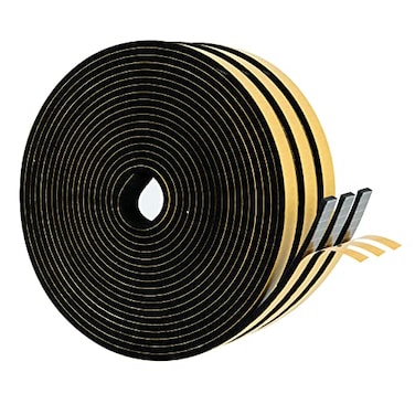 Dualplex High Density Foam Weather Stripping Door Seal Strip Insulation Tape Roll for Insulating Door Frame Window Air Conditioner Self Adhesive Sealing Weatherstrip Black 14 in 18 in 50 Ft