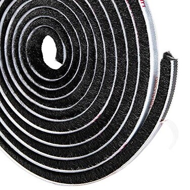TORRAMI Brush Weather Stripping 1132 inch x 1132 inch x 16 ft Seal and Sound Proofing for Patio Double Sliding Doors Frame with High Density Felt Black