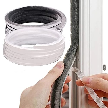 EVERDIJ Weather Stripping Brush 328FT Pile Self Adhesive Weather Stripping Weatherstrip Door Sweep Brush Seal Strip for Sliding WindowsDoors Frame Side 27 x 14 Inch 7 x 6mm White