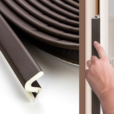 Ravinte Hardware Weather Stripping Door Seal Strip 28FT Soundproofing VShape Door Sealers for Large Gap Brown