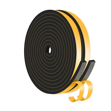MIKONIYA Weather Stripping Door SealWeather StrippingSoundproofCold InsulationHigh Density CR Foam Insulation Tape for Door Front Door Frame WindowsSliding Door Black 12 in x 14 in x 26Ft