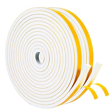 yotache Yotache White Doors Windows Insulation Tape 12 x14 Foam Weather Stripping Gasket Tape Seal for Draft Soundproofing Total 26 Feet Long 2 X 13 Ft Each
