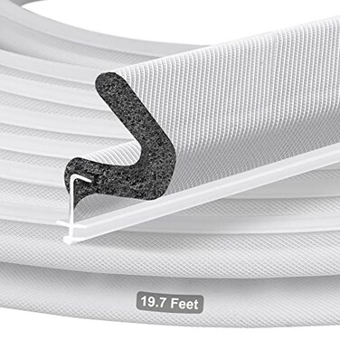 Litaibai 197FT Kerf VShaped Weather Stripping Door Seal Pressin Seal for PreCut Slot Doors Not SelfAdhesive Soundproof Draft Blocker for Exterior Front Doors Fits Large Gaps Easy DIY Install White