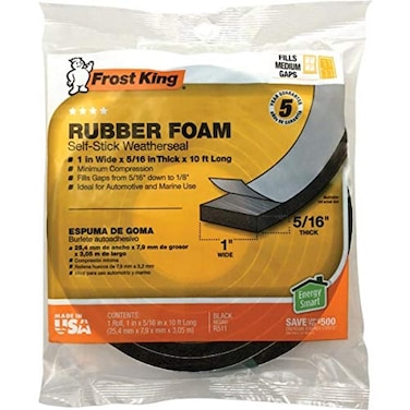 Thermwell Rubber Foam Weatherseal Self Stick Tape Weather Strip Tape 1 x 516 x 10
