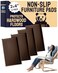 CasterMaster Anti Slip Furniture Pads Rectangular Rubber Caster Cups 2 x 4 in Brown Pack of 4 Non Slip Floor Protectors for Chairs Hardwood Floors Quiet Rubber Feet