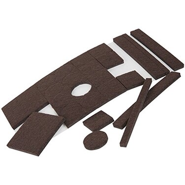 SOFTTOUCH Self Stick Pre Cut Felt Pads and Strips for Hard Surfaces Brown 48 Pack
