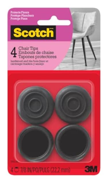 Scotch Chair Tips 6Pack of 4 78 in Black Rubber AntiSlip Chair Leg Floor Protector for Hardwood Floors and Tile