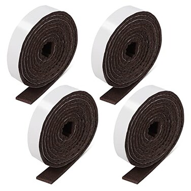 Zonon 4 Rolls 12 x 240 Inch Felt Strips with Adhesive Backing Felt Tapes Felts Furniture Strips Self Stick Heavy Duty Polyester Pads for Protecting Floors Chairs Wall and DIYBrown