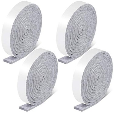 Zonon 4 Rolls 12 x 240 Inch Felt Strips with Adhesive Backing Felt Tapes Felts Furniture Strips Self Stick Heavy Duty Polyester Pads for Protecting Floors Chairs Wall and DIYLight Grey