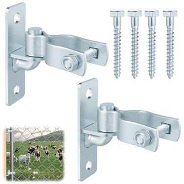 Alffun 2 Pair Heavy Duty Gate Hinges 138 Wall Mount Gate Hinge Metal Chain Link Fence Outdoor Hinge Screws Included
