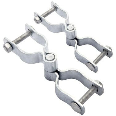 Amoskey Chain Link Fence Gate Hinges Chain Link Fence Parts Heavy Duty gate Hinges gate hings for Metal Gates 2pack Silver 138 138