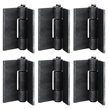 BlueDex 6 Pack Metals 438x418 Heavy Duty Weldable Hinges Thickness 5 mm Weld On Hinges Solid Steel Butt Hinge Design for Heavy Gates Doors Corrosion Rust Resistant