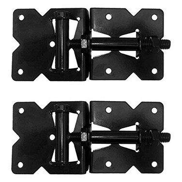 Jake Sales Economy Self Closing Vinyl Gate Hinges Black for Vinyl PVC and Plastic Fencing Vinyl Fence Gate Hinges wMounting Hardware 1 Pair 2 Hinges