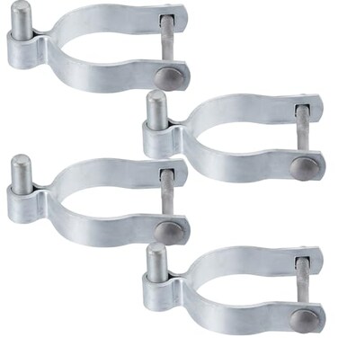Hicarer 4 Pcs Chain Link Post Gate Hinge 32 78 OD x 58 Galvanized Steel Chain Link Fence Gate Post Hinge with Bolt and Nuts Parts Heavy Duty Fence Hardware for Outside