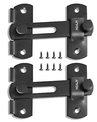HDAJY 2pcs Flip Latch Gate Latches Safety Door Lock for Barn Wood Fence Sliding French Doors Black Heavy Duty SUS304