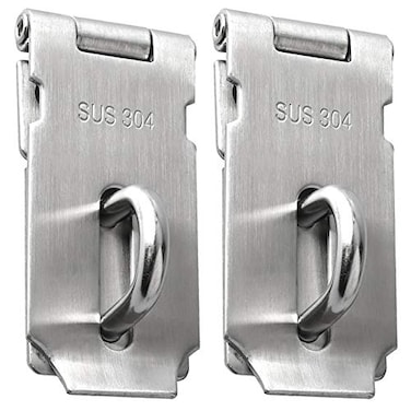 Alise 2pcs Door Locks Hasp Latch3 Inch SUS 304 Stainless Steel Safety Packlock Clasp Hasp Lock Latchwith Fixing Screw for External Doors Window Cabinet Pet Cage Brushed Nickel MS93A2P