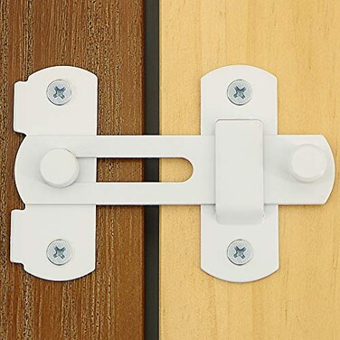 Alise 4 Inch Stainless Steel Gate Latch AntiTheft Heavy Duty Safety Door Lock White Finish Barn Latch for Sliding French Doors Double Doors Barn Doors MS9001W