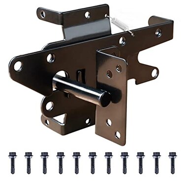 BORDERSMOVER Bordersmover Heavy Duty Gate Latch Post Mount Automatic SelfClosing Door Latchfor WoodenVinyl Fence PoolGarden Outdoor WMounting Screws Black