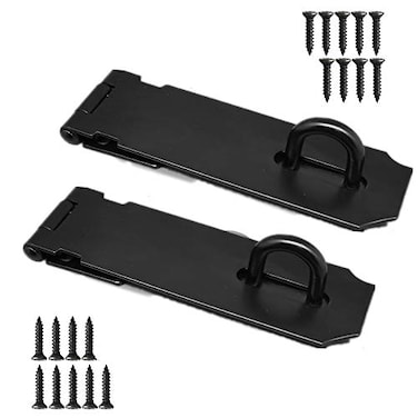 VIDYSUFYR Door Hasp Padlock Latch 5 Inch Stainless Steel Safety Clasp Hasp Lock Latch Extra Thick Door Gate Lock Hasp with ScrewsMatte Black Finish 2 Pack