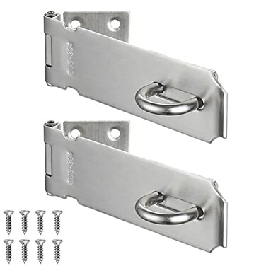 JQK Door Hasp Latch Lock 5 Inch Stainless Steel Safety Packlock Clasp Brushed Finish 2 Pack DL130BNP2
