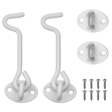 Kare &amp; Kare Kind Hook and Eye Latch 4inch with Mounting Screws Heavy Duty Locks for Door Gates Barns Bathrooms Cabins 2White