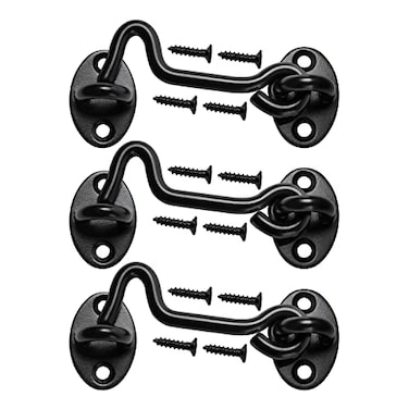 Klurent 4 Barn Door Latch Door Lock Hardware Sliding Door Lock Eye Hook Latch with Screws RustResistant Metal Gate Latch Privacy Hooks Latch for Inside Door Wooden Fence Garage Door3 Pack
